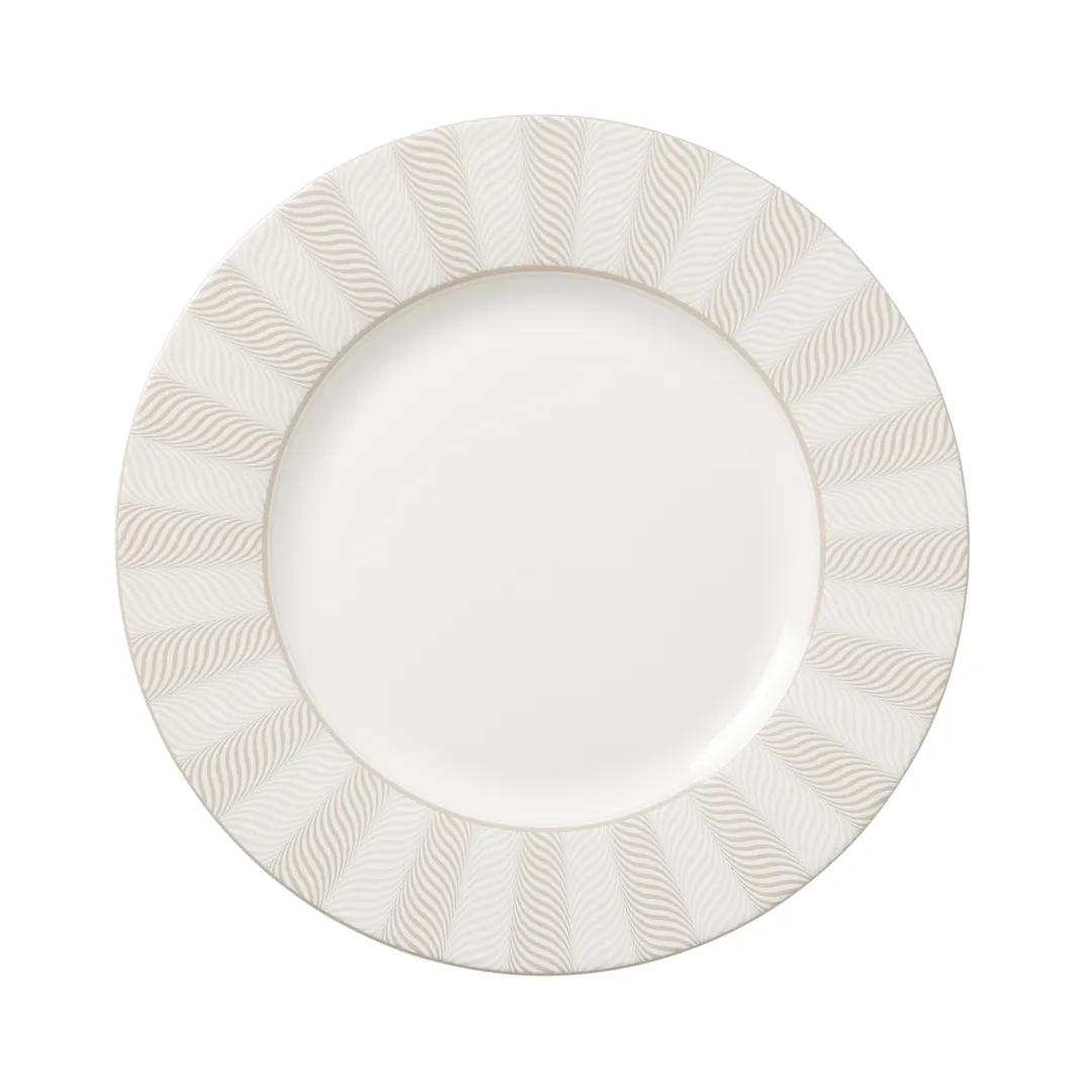 Steelite 82122AND0102 Round 10.75" x 0.875" Bone China Plate Taupe Bakewell Design - 1 Dozen