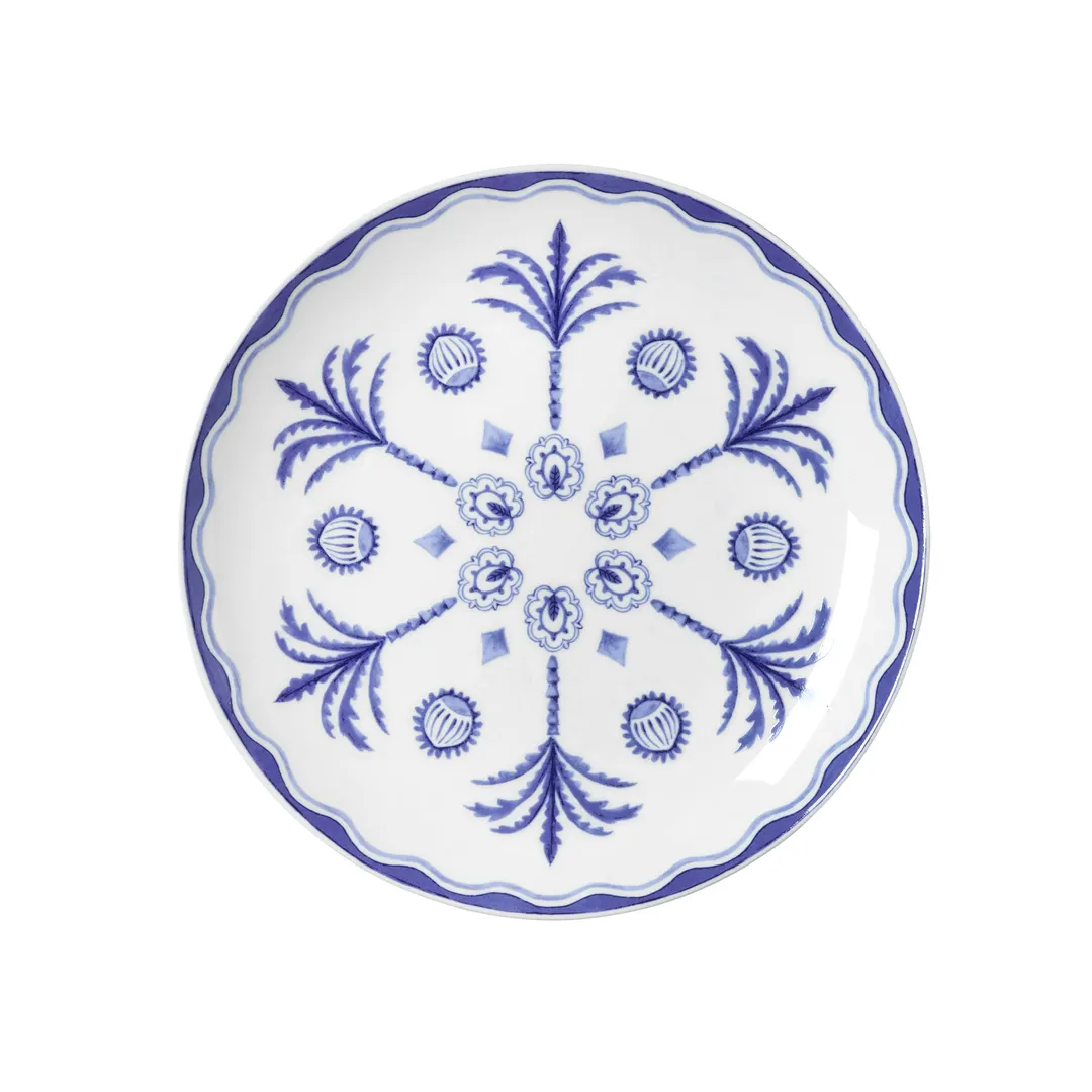 Steelite 82124AND0163 Plate, 8.25" x 0.875", Bone China, Sultans Garden Blue, Edwards - 1 Dozen