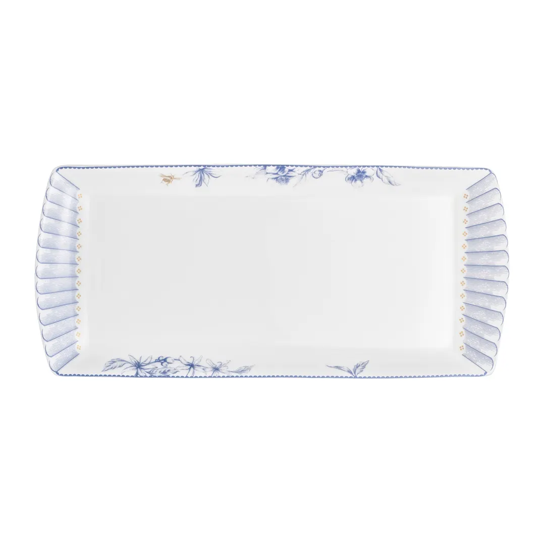 Steelite 82131AND0136 - Rect Bone China Tray, Hive Blue, 13.375" x 6" x 0.75", L/S Design - 1 Dozen