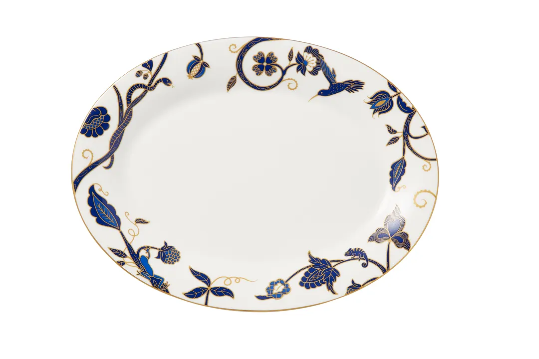 Steelite 82135AND0322 - Signature Makira Oval Bone China Tray, 14" x 11" x 1.25" - 6/Case