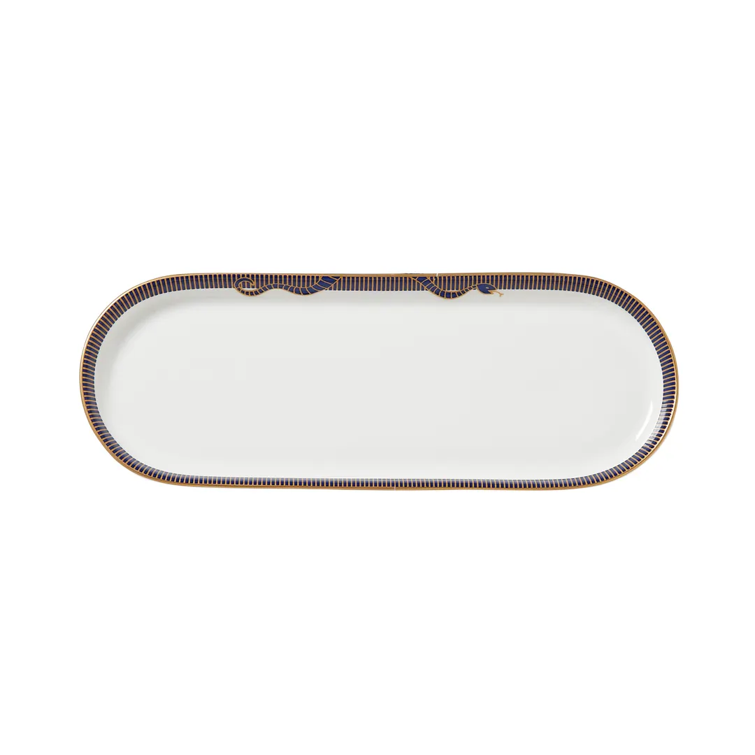 Steelite 82135AND0607 Oblong Bone China Tray 10" x 3.25" x 0.875" Makira Design - 1 Dozen