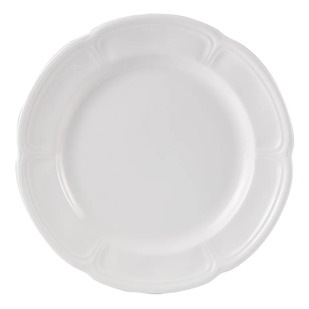 Steelite 9007C012 - 9" Round China Plate, Scalloped Edge, Embossed Rim, Oven Safe to 530°F - 24/Case