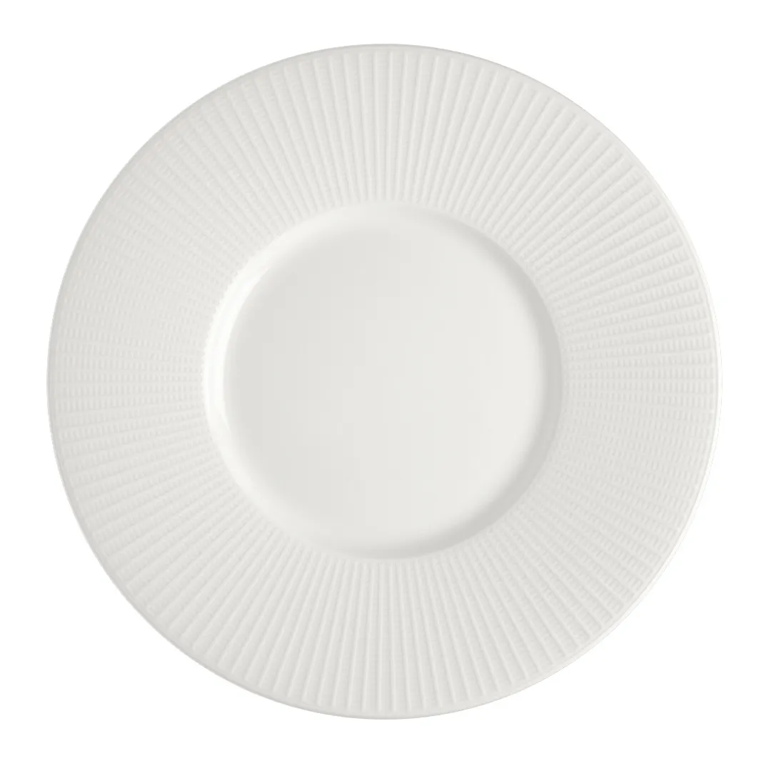 Steelite 9117C1171 11.25" Round White Ceramic Plate, Wide Rim, Vitrified, Oven Safe 530°F - 6/Case