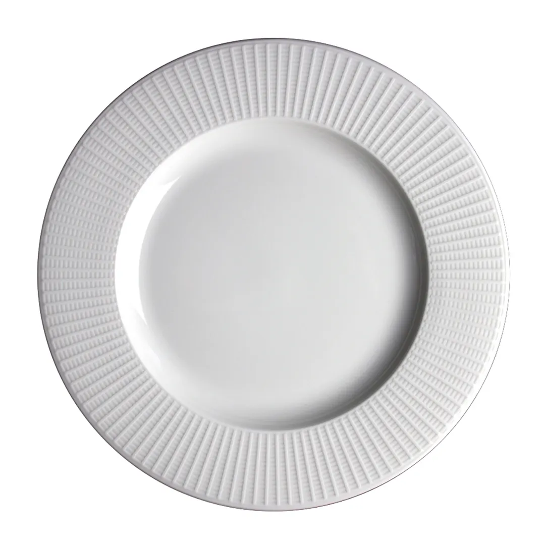 Steelite 9117C1182 - 10" Medium Rim Round White Ceramic Plate, Interwoven, Oven Safe 530°F - 24/Case