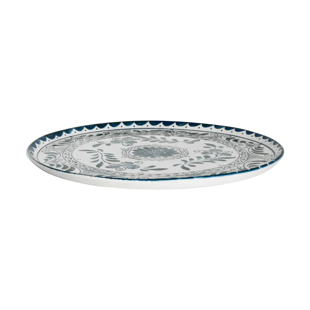 Steelite A102P800 - 13" Round China Plate, Talavera Motiva Blue, Alumina Vitrified Finish - 6/Case