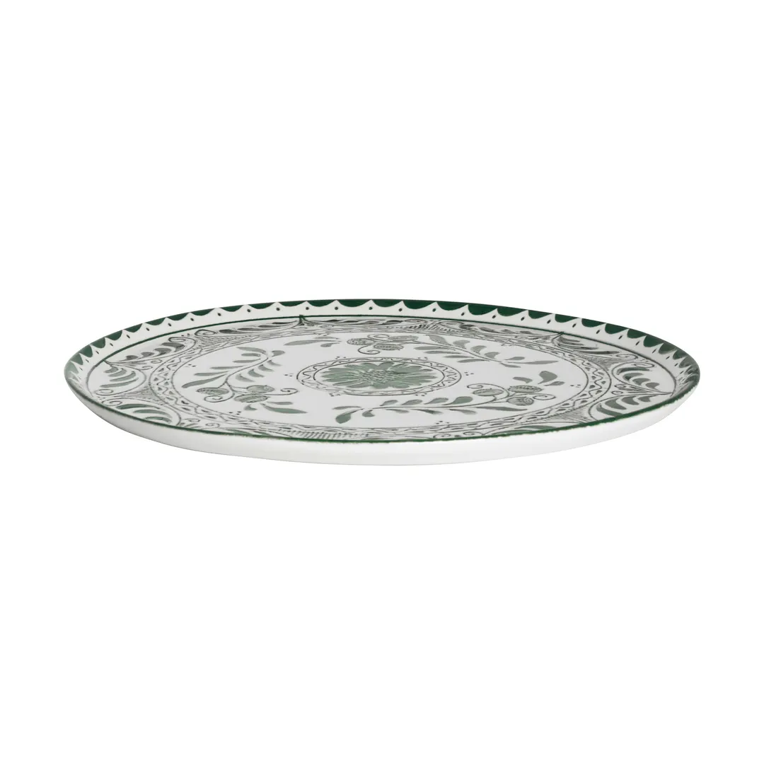 Steelite A103P800 13" Round China Plate, Talavera Motiva Green Anfora, Vitrified Finish - 6/Case