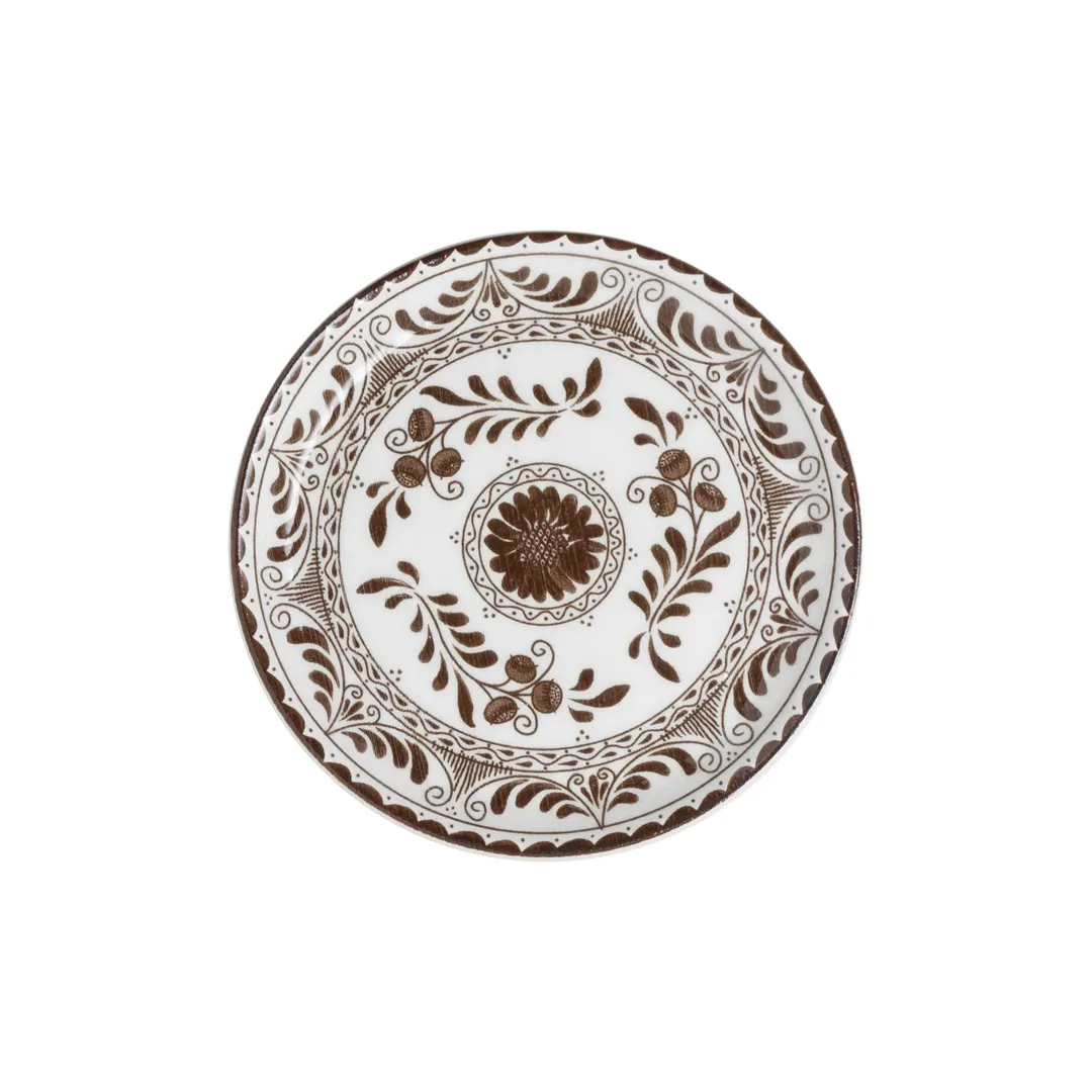 Steelite A105P804 - 5.75" China Plate, Talavera Motiva Brown Anfora, Alumina Vitrified, 1 Dozen