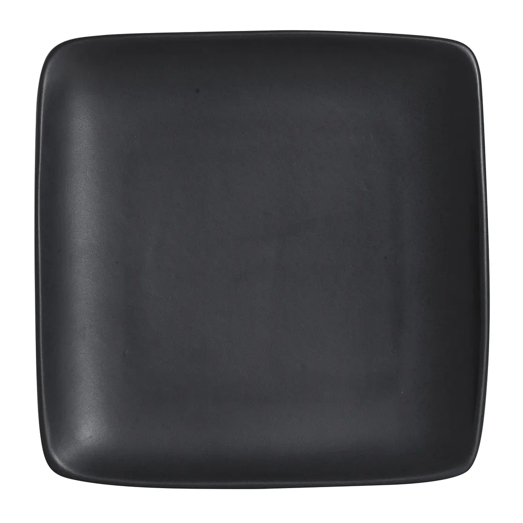 Steelite A901P219 Square 8-1/2" Matte Black Fully Vitrified China Plate - 1 Dozen