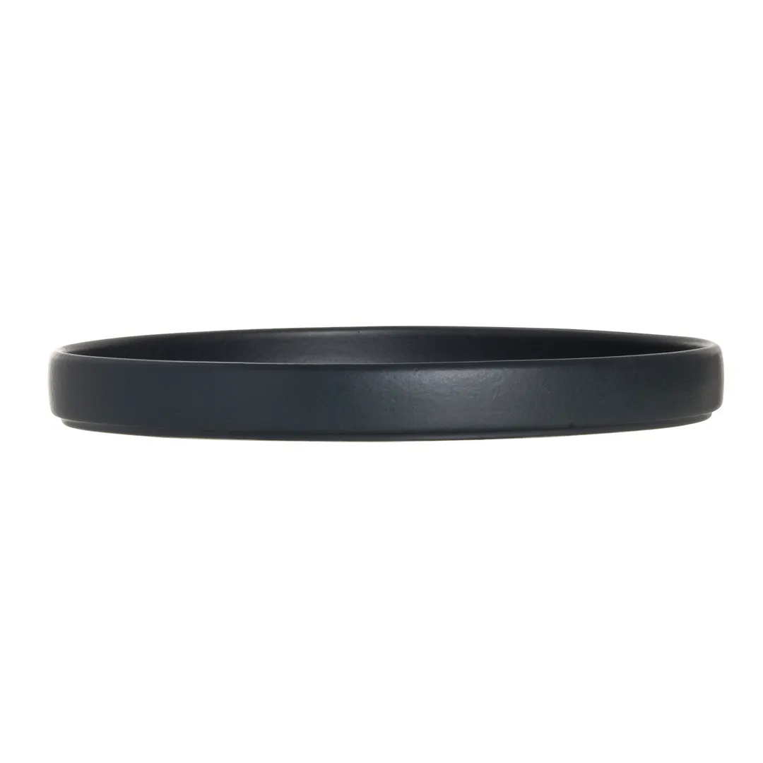 Steelite A911P258 - 9" Round Stackable Vitrified China Tray, Crete Matte Black Finish - 1 Dozen