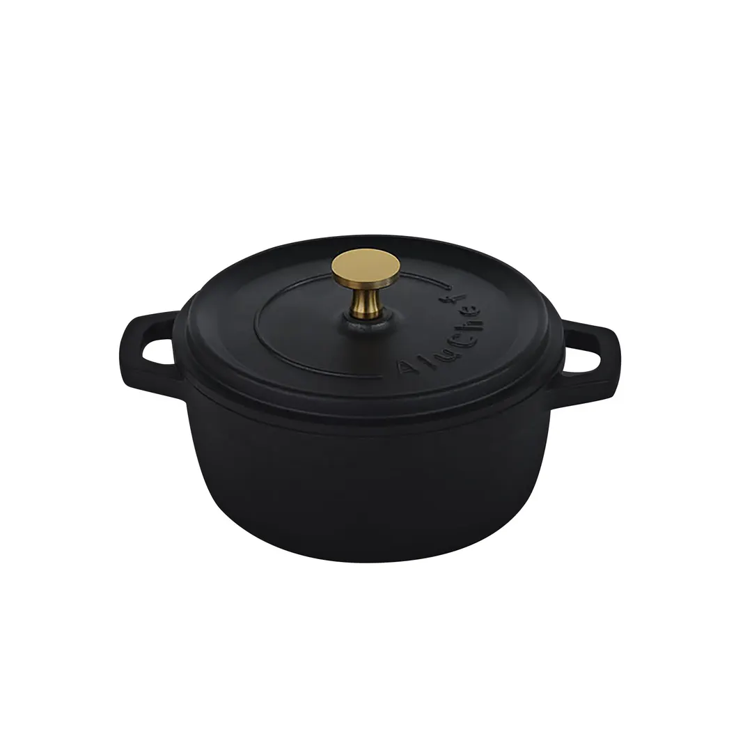 Steelite AP200011G Casserole Dish, 9" Round, 2.5 Qt Matte Black with SS Knob, With Lid - 4/Case