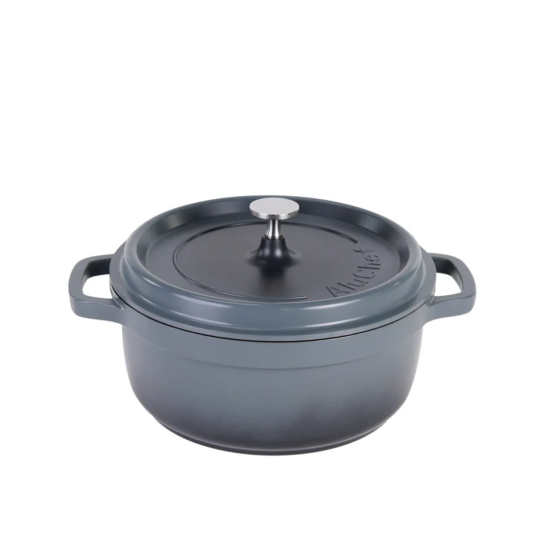 Steelite AP240012 - 4.5 Qt Gray Casserole, Mix, Stainless Knob, 12.4"W x 10"D x 6.5"H, Lid - 4/Case