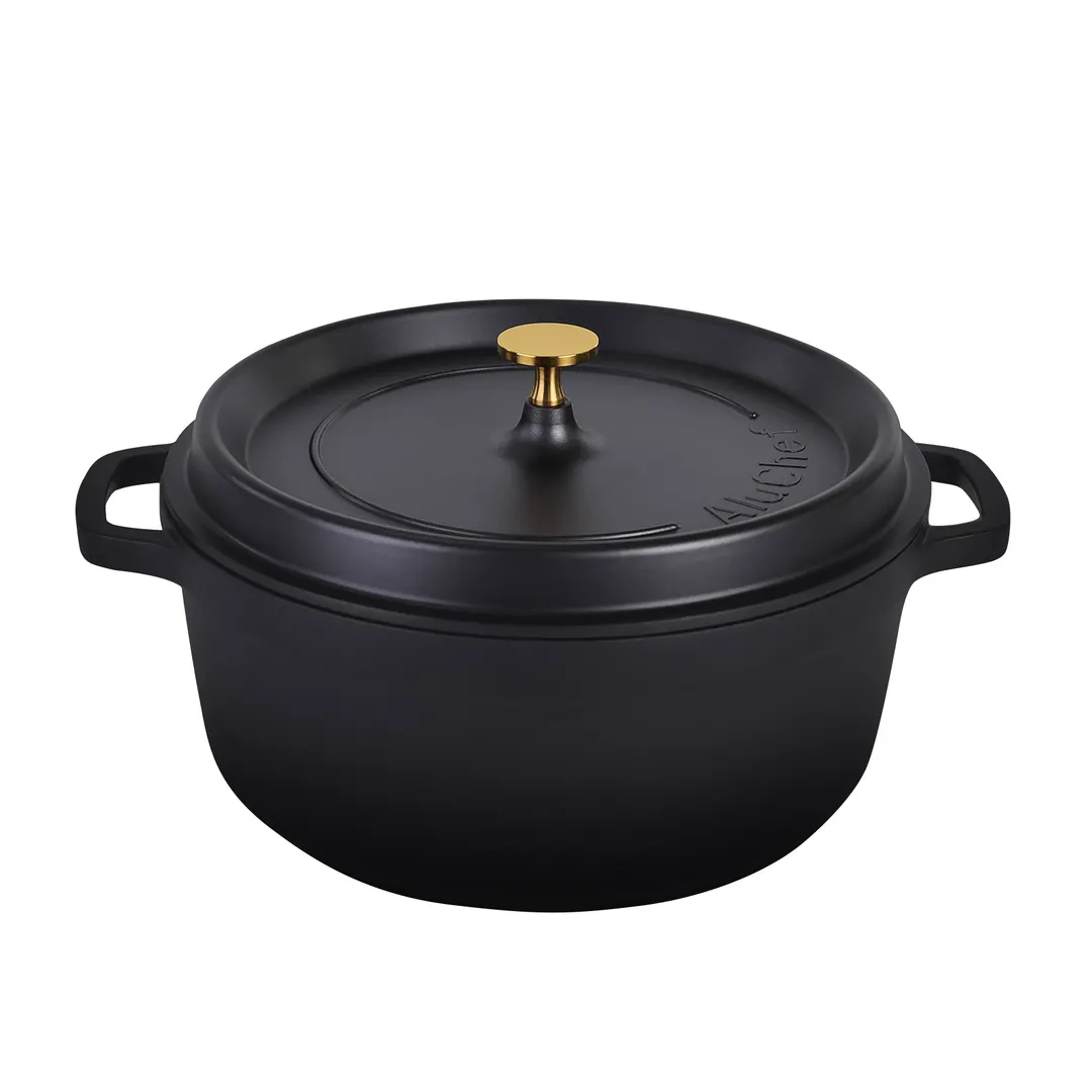 Steelite AP280011G Casserole Dish With Gold Knob, 7‑Quart (14" x 11.5" x 7.25") Black, Lid - 2/Case