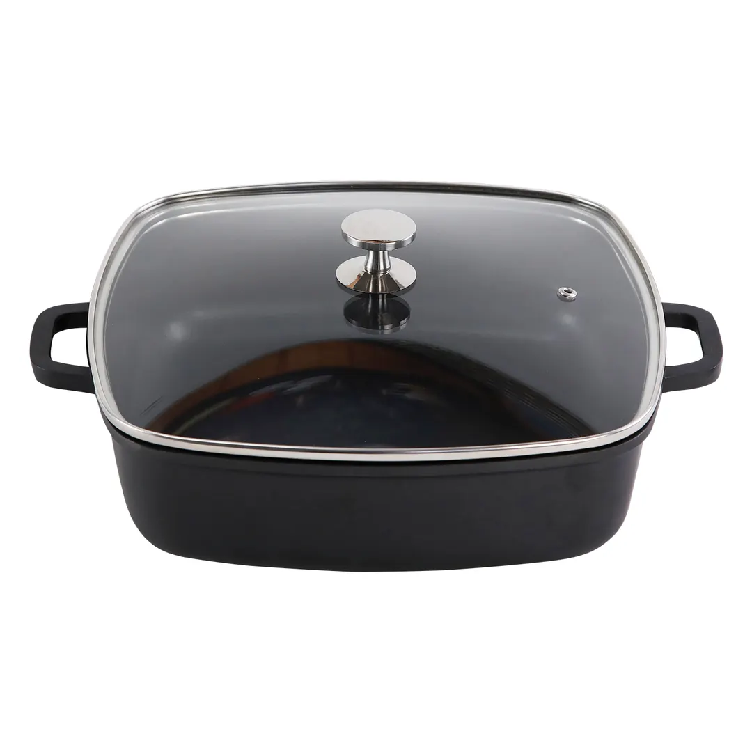 Steelite AP282811 Casserole Dish 5.25 Qt 14.125" x 11.625" x 5.5" Matte Black Matl. SS Lid - 4/Case