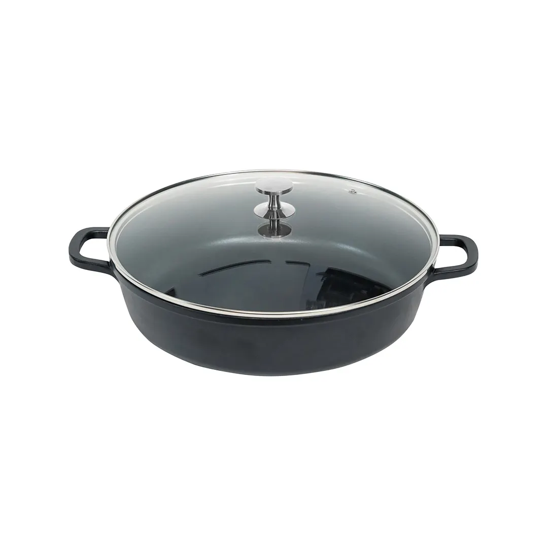 Steelite AP320011 Casserole Dish with SS Knob Lid, 13" x 6" (5-6 Qt) Black Finish - 4/Case