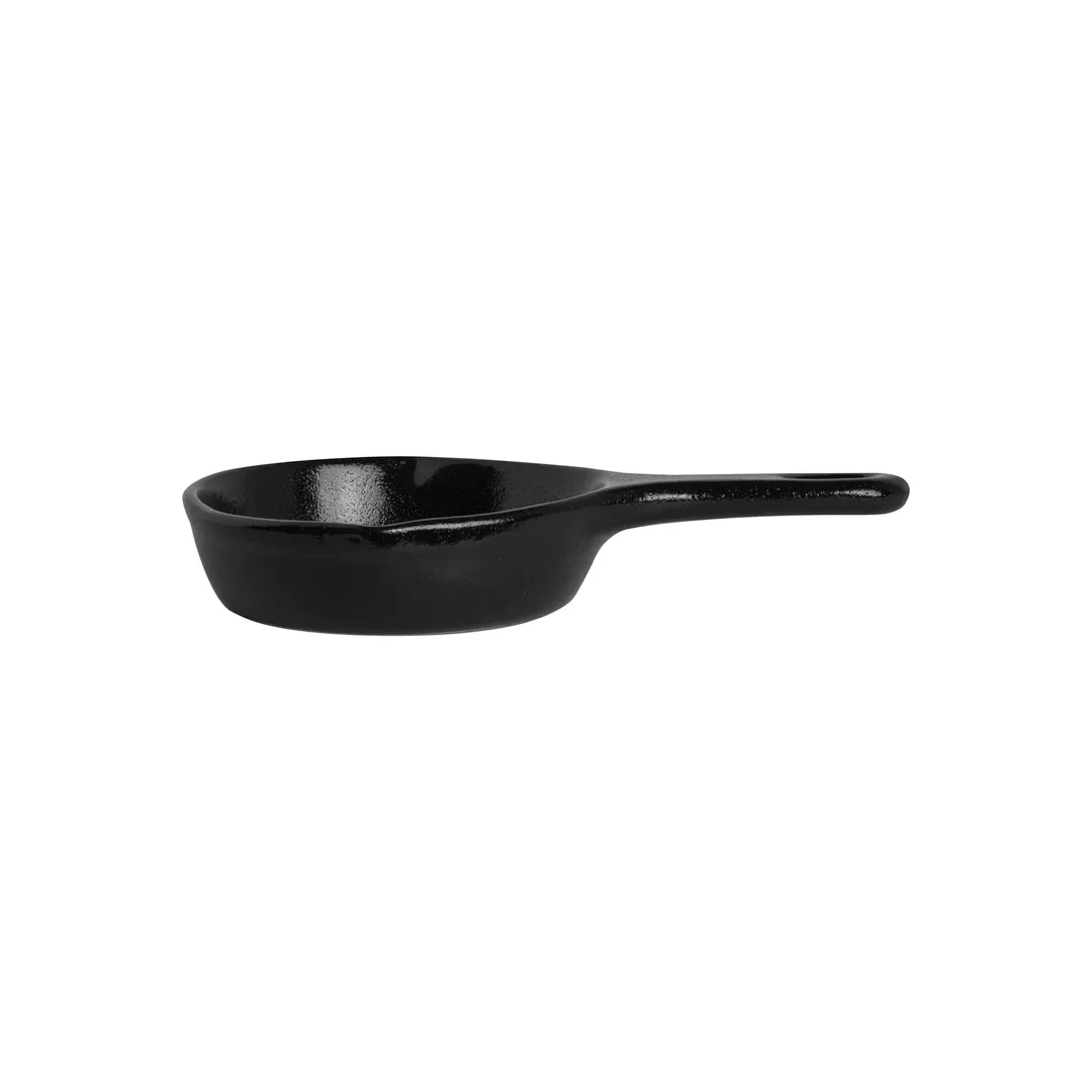 Steelite DCI212BI - 12 Oz Ceramic Fry Pan, 9-1/4" x 6-1/8" x 1-1/2", Black Glaze, Handle, 1 Dozen