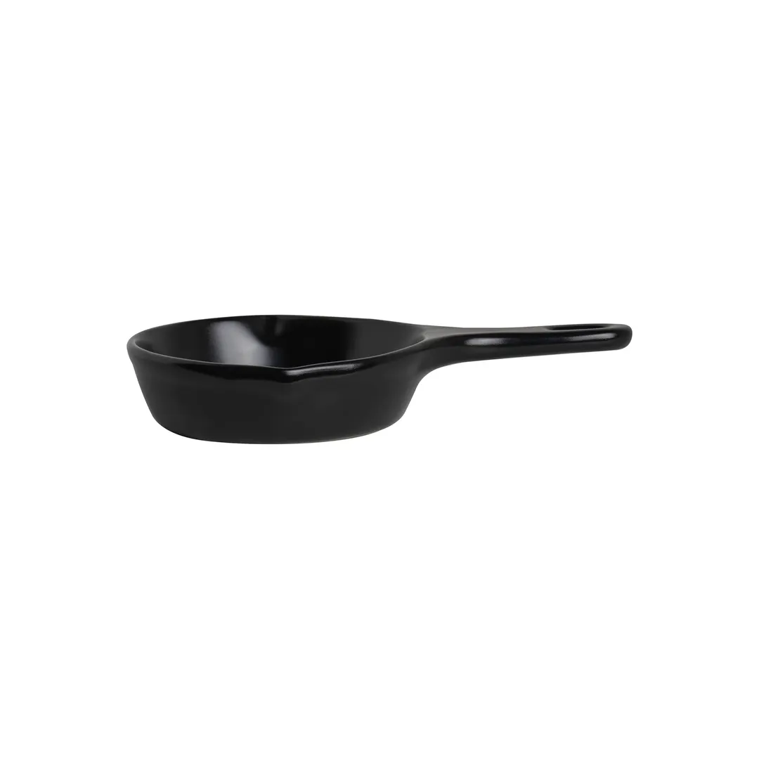 Steelite DCI212MB - 12 oz Black Ceramic Fry Pan Server, 9-1/4" L x 6-1/8" W x 1-1/2" H - 1 Dozen
