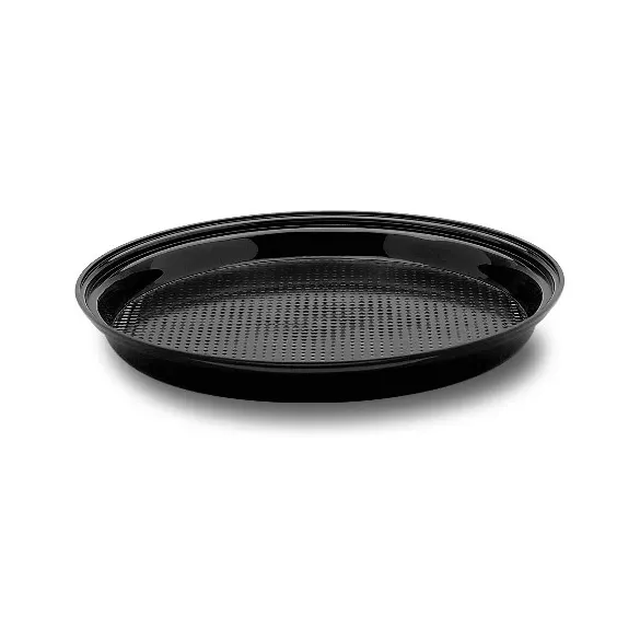 Steelite DFTRD13P10 Sampling Tray, 13" Dia x 1" H, Round Prism Black Acrylic Plastic - 4/Case