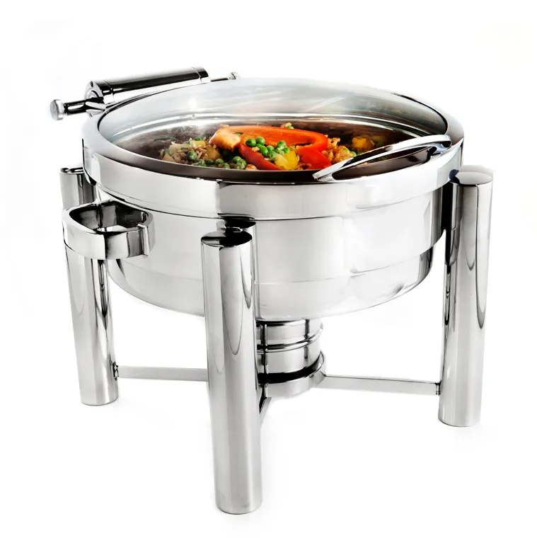 Steelite DW04WH7SS Chafer, 4-Quart Steel Round, 15"W x 15.25"D x 11"H, Hinged Cover, Induction Ready