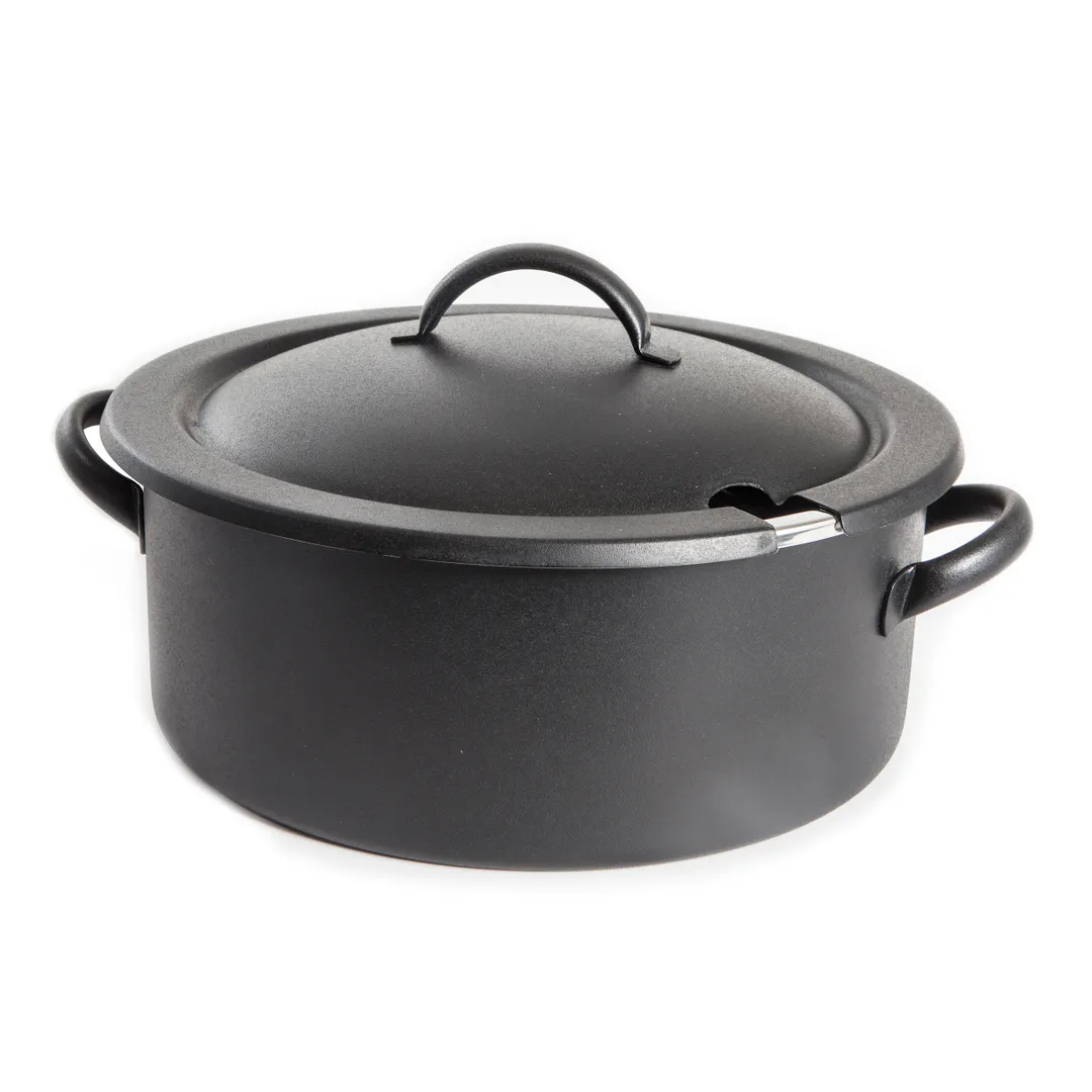 Steelite DW05CWG8BK Soup Chafing Dish, 5‑Quart Marmite, 12.5" W x 5.5" H, 18/10 Black, Induction