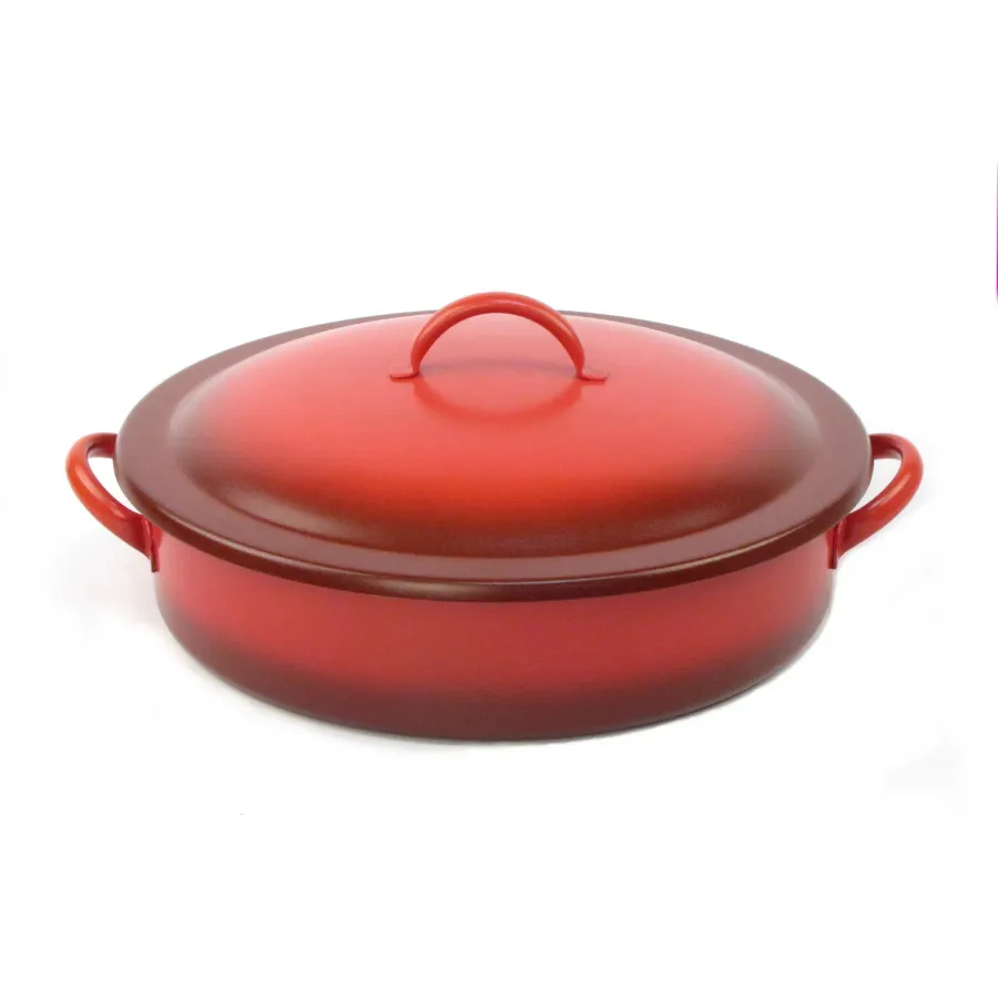 Steelite DW06CWG8RD2 Round Chafing Dish, 2‑Gal, 17.25"W x 15"D x 6"H, Red 18/10 Steel Induction‑Ready