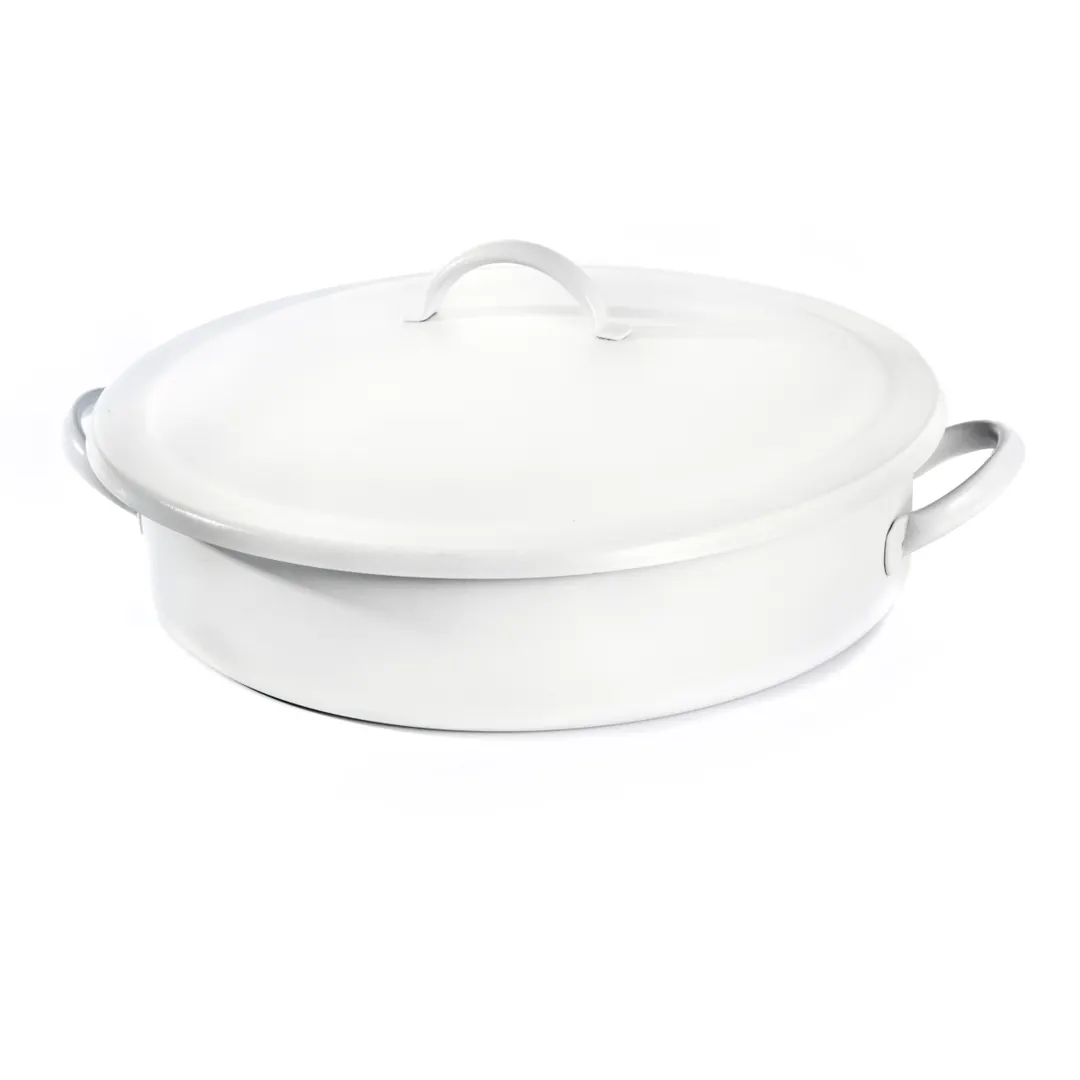 Steelite DW06CWG8WT - Round 2‑Gal Chafing Dish, 17.25"W×15"D×6"H, 18/10 Steel, Cover, Induction
