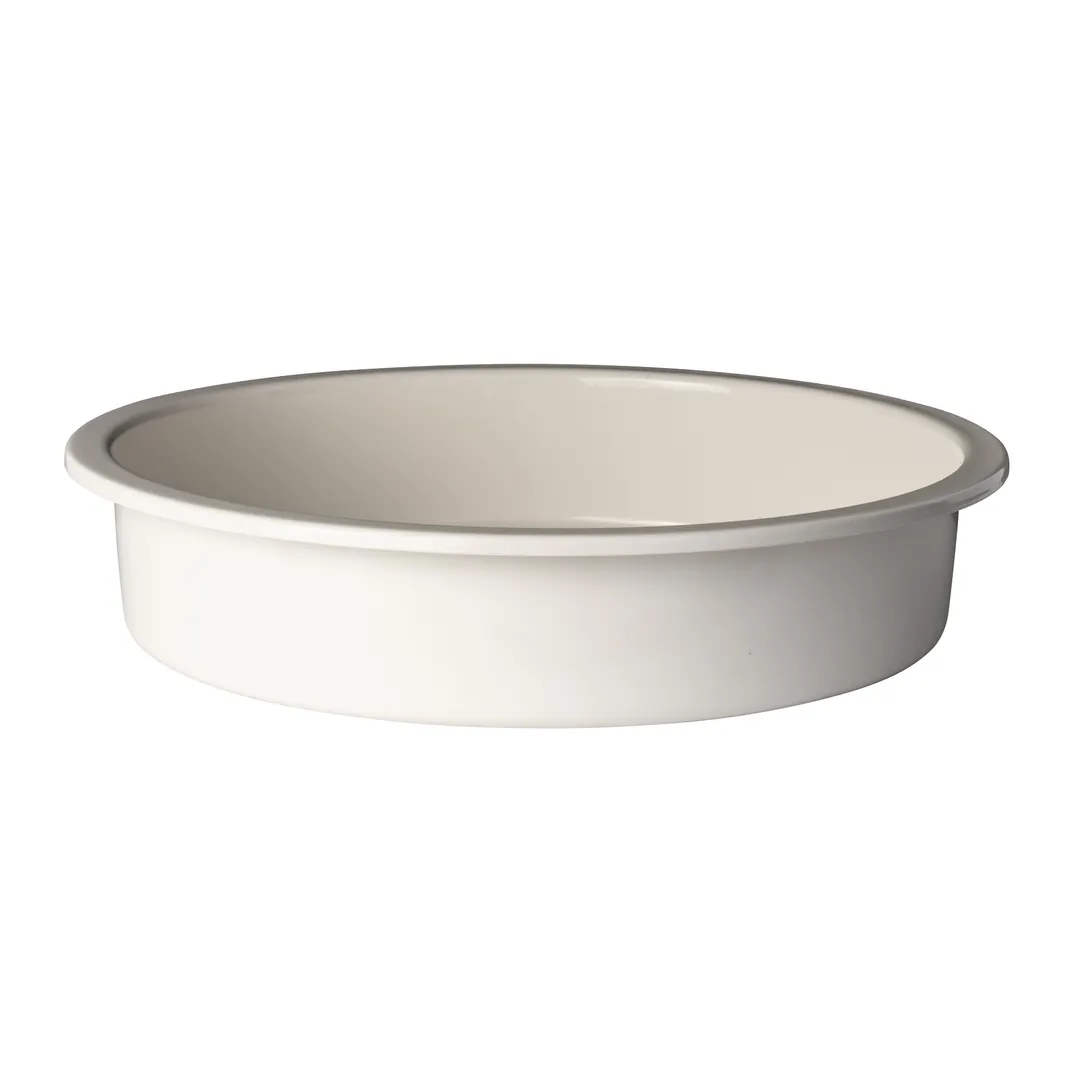 Steelite DW06RFP4WT Food Pan – 5‑8 Quart Round Chafing Dish, Stainless Steel, White Finish