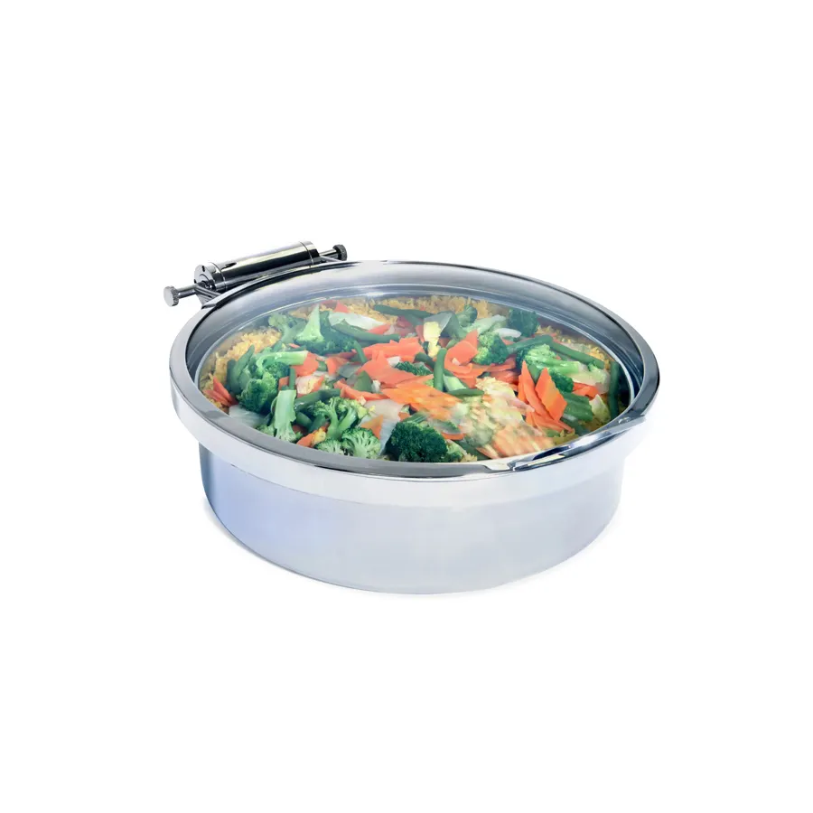 Steelite DW06WGH7SS Induction Chafing Dish, 2‑Gal (8 qt), 20"W×16"D×6"H, Glass Lid, 18/10 Stainless