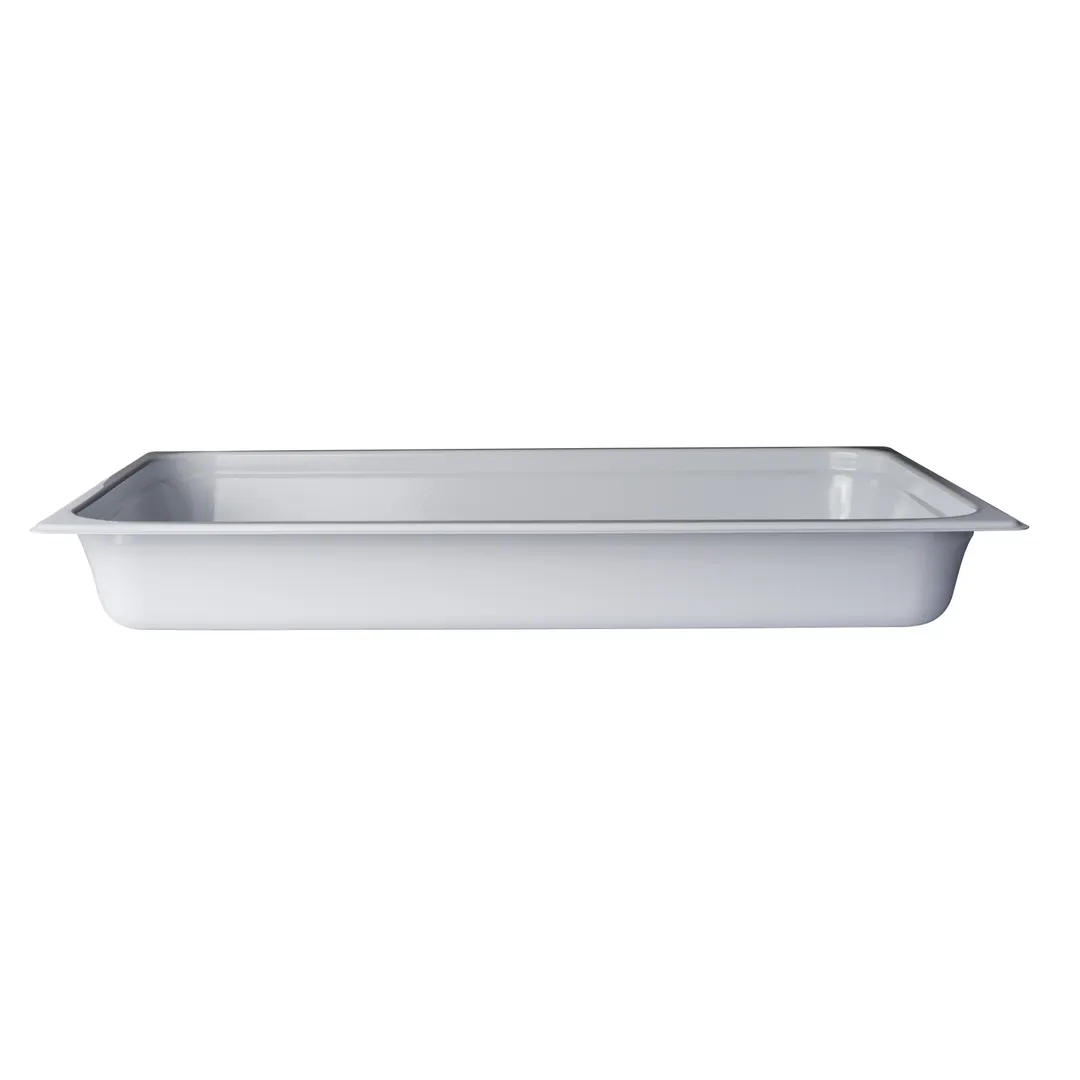 Steelite DW08FPWT - 8 Qt Rectangular Food Pan For Hinged Chafer, White Stainless Steel, 5-8 Qt