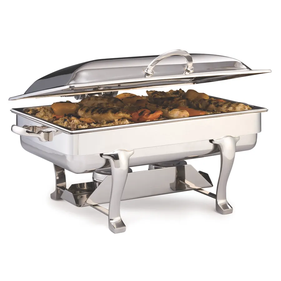 Steelite DW08QDHSS Rect 8 qt Chafer, 24.25"W x 15"D x 12"H, 18/10, Canned, Hinged, Induction Ready