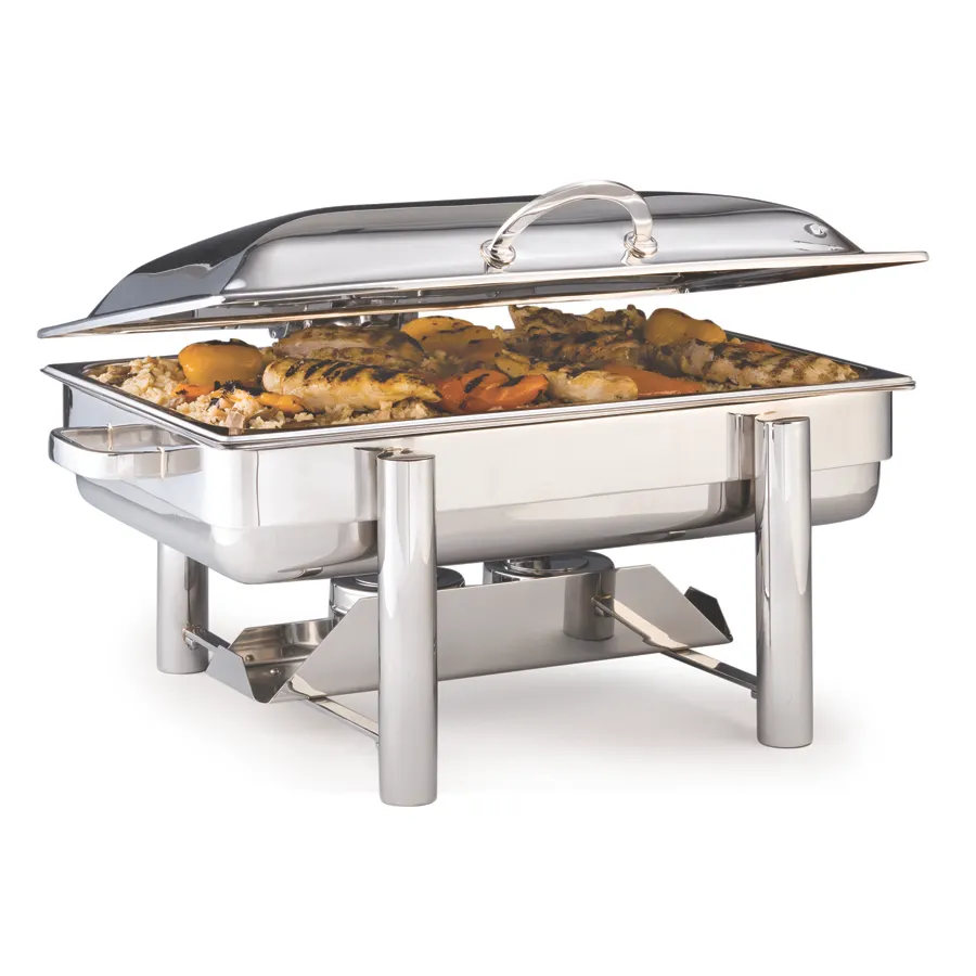 Steelite DW08QWHSS 8 Qt Canned Chafer Stainless Hinged Cover Induction 24.25"W x 14.75"D x 12"H