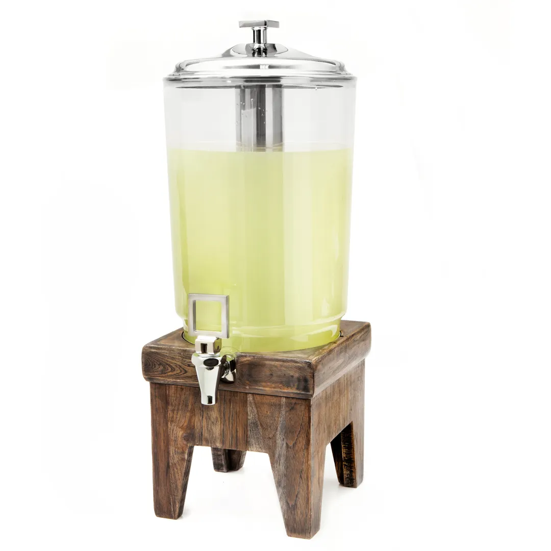 Steelite DW12JLWDAG Beverage Dispenser, 3-Gallon Gray Poly Vessel, Wood Base, 2-3 Gal Capacity