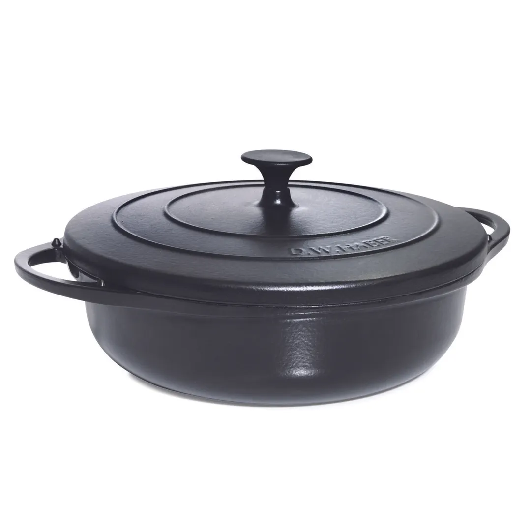 Steelite DWG4 5‑Quart Cast Iron Chafer, Black, 16"W x 12"D x 6.5"H, Lift‑Off Cover, Induction Ready
