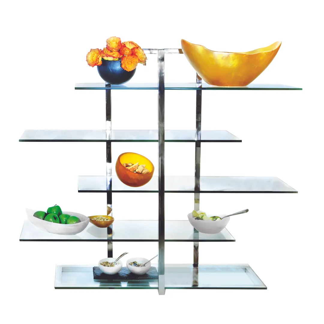 Steelite DWPSTAND5TIER1 - 5-Tier Metal Display Stand, 36.0"W x 11.0"D, Silver Finish