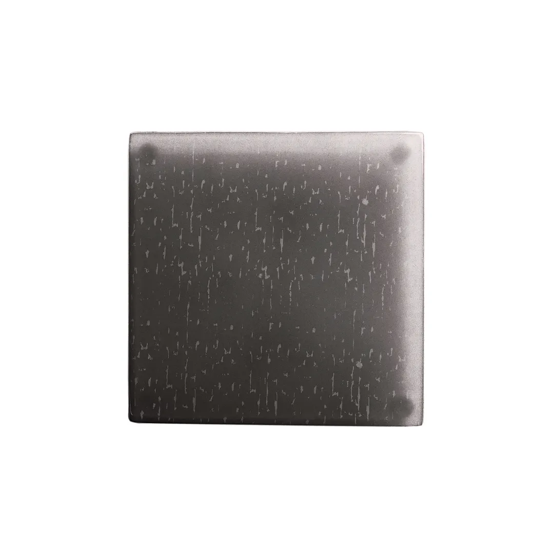 Steelite GS196666 Footed Serving Board, 8.75" x 8.75" x 0.875" H, Glass Dark Grey Cream - 2/Case