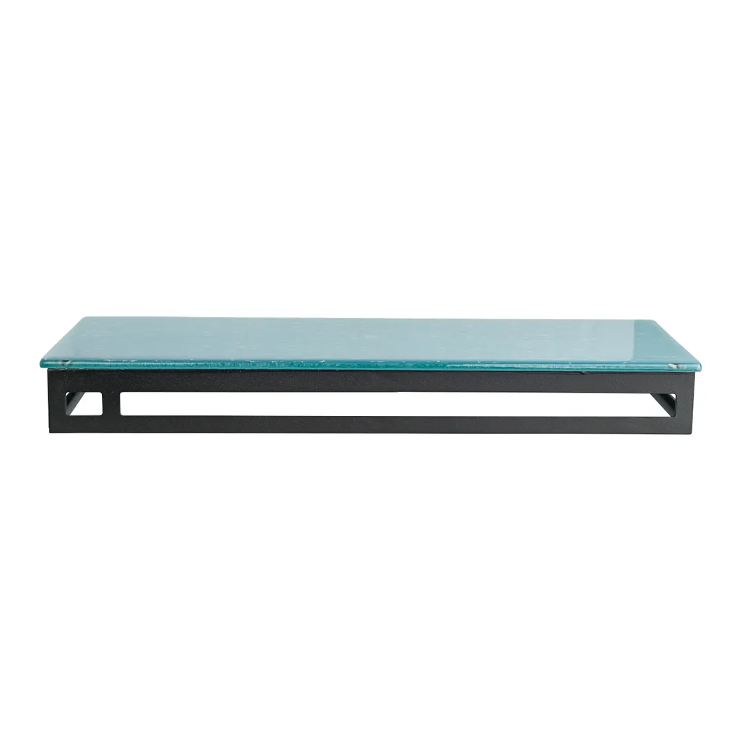 Steelite GS196671 - Footed Serving Board, 19.75" x 7.125" x 0.875" H, Glass Dusk Blue Cream - 2/Case