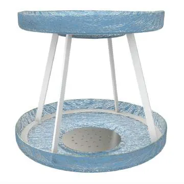 Steelite GS196707 Tall Seafood Tower Set with 2 Drains, 14.25" x 10.25" H, Studio Crackle Blue