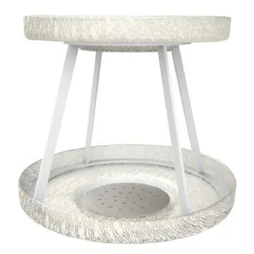 Steelite GS196708 Tall Seafood Tower Set with 2 Drains, 14.25" x 10.25" H, Crackle Cream Finish