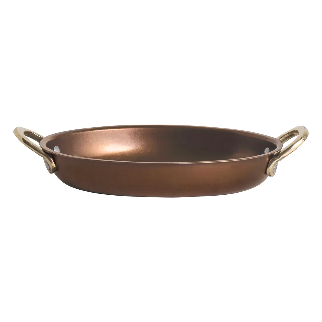 Steelite GWSSD18CV - Oval Casserole Dish, 9.5" x 5.4", 17 oz, Stainless Steel Copper, Browns, 6/Case