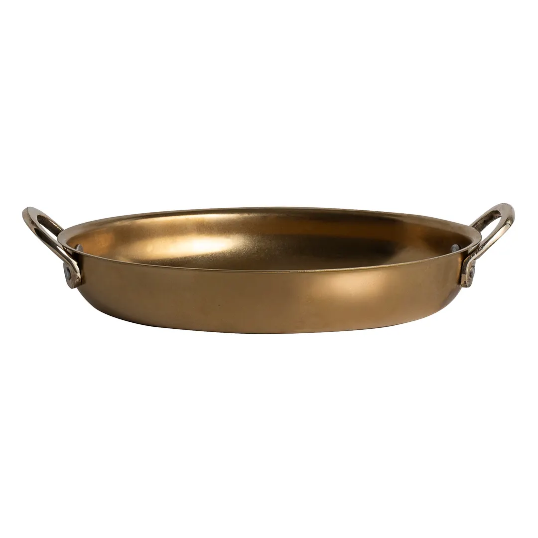 Steelite GWSSD21GDV - Oval Dish, 10" x 6.25" x 2" (26.5 oz), Gold Stainless Steel - 6/Case