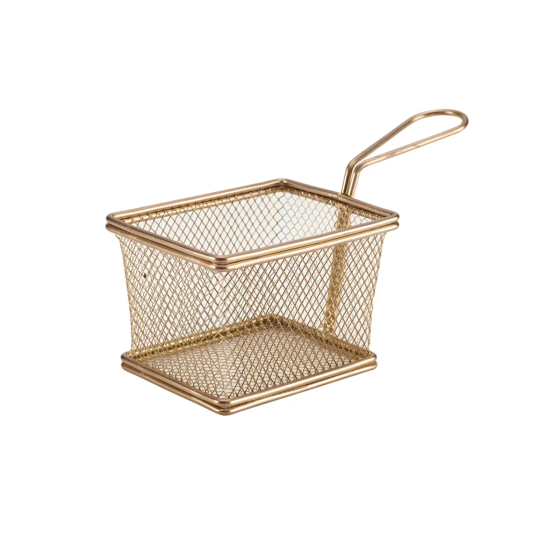 Steelite GWSVB1210C Rectangle Fry Basket 8.125" x 3.875" x 5.0" Stainless Steel Copper - 6/Case