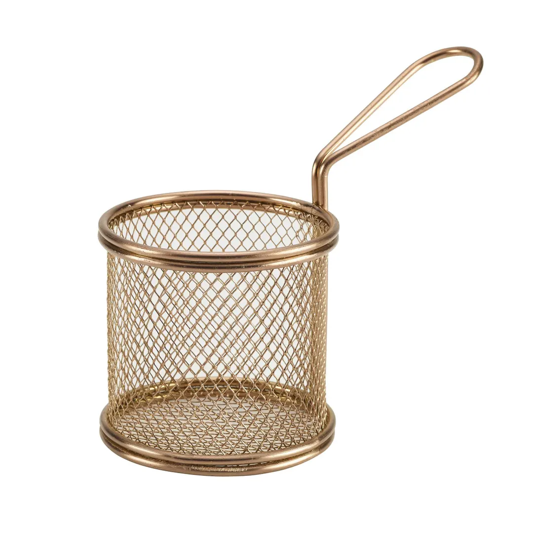 Steelite GWSVBR09C - Round Fry Basket, 6.75"x3.625"x5.625" Copper Stainless Steel Hand Wash - 6/Case