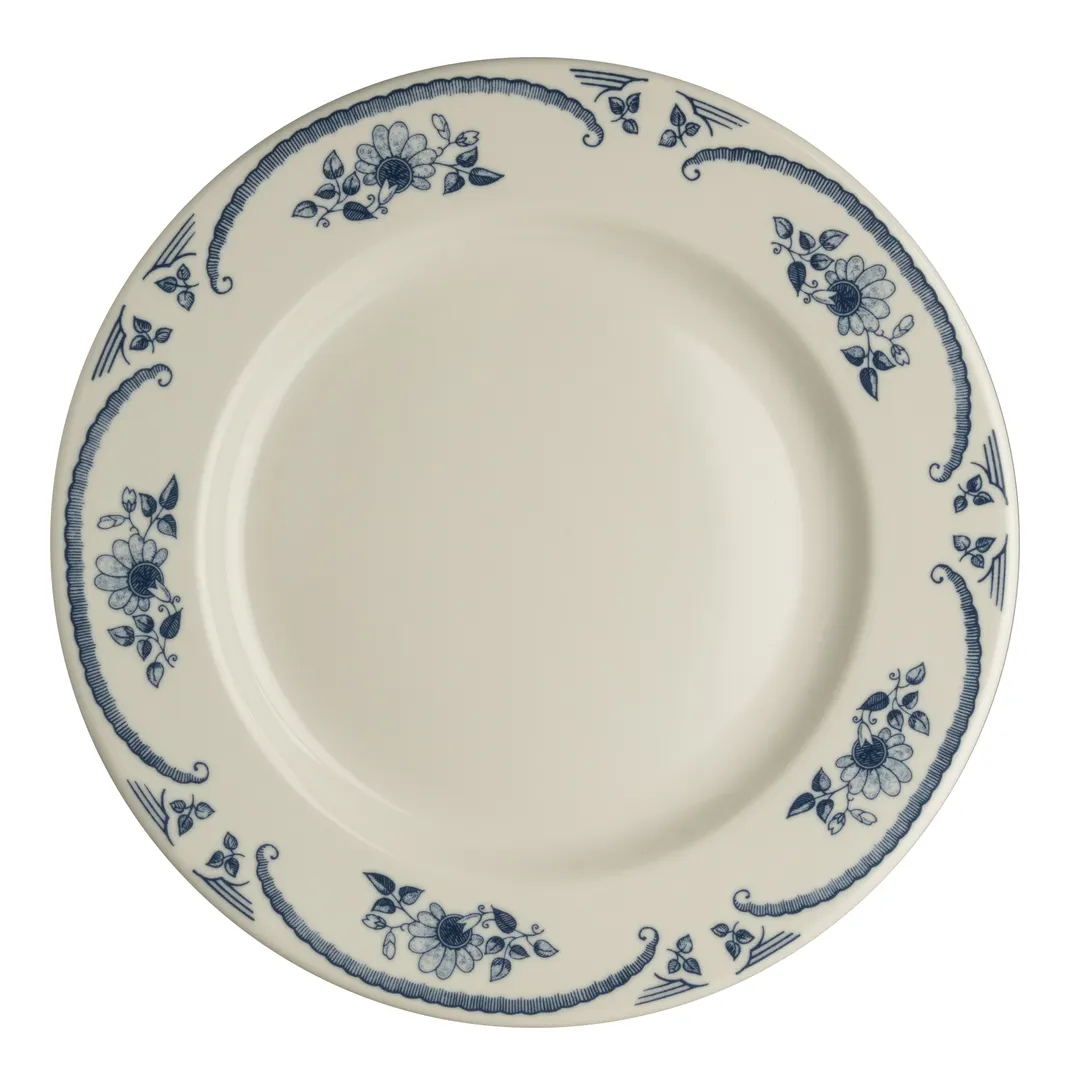 Steelite HL2025035 - 6-5/8\" Round China Plate, American Rose Blue Homer Design, Rolled Edge, 1 Dozen