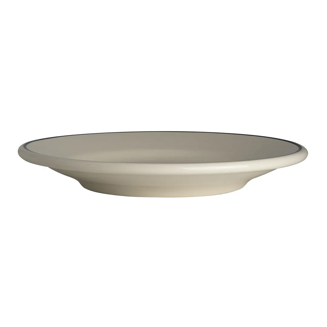 Steelite HL2031743 - 7.125" Round China Plate, Rolled Edge, White Homer Ivory Black Line - 1 Dozen