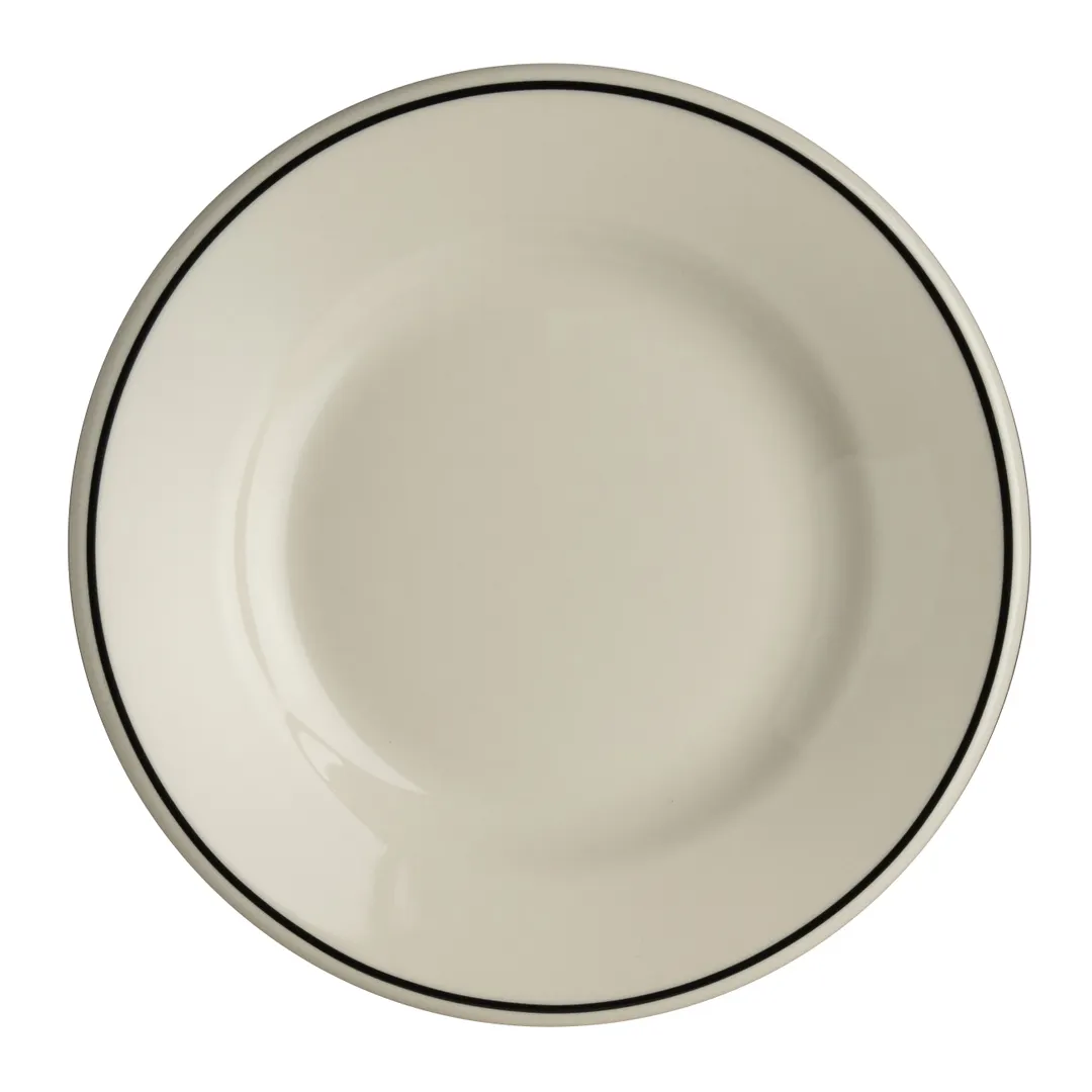 Steelite HL2031743 - 7.125" Round China Plate, Rolled Edge, White Homer Ivory Black Line - 1 Dozen