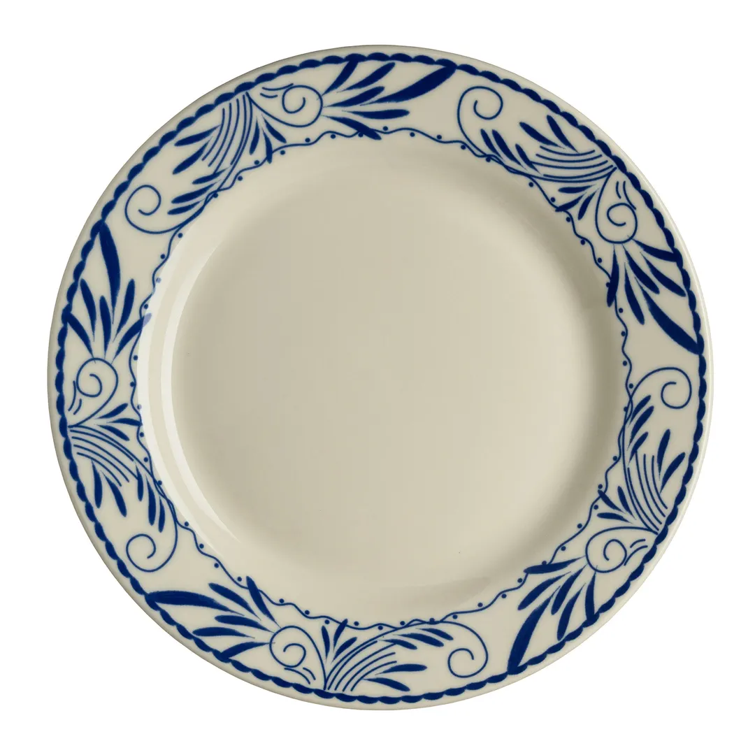 Steelite HL20441008 - 8.25" Round Rolled Edge China Plate, White, Homer, Ivory, Blue Mex - 1 Dozen