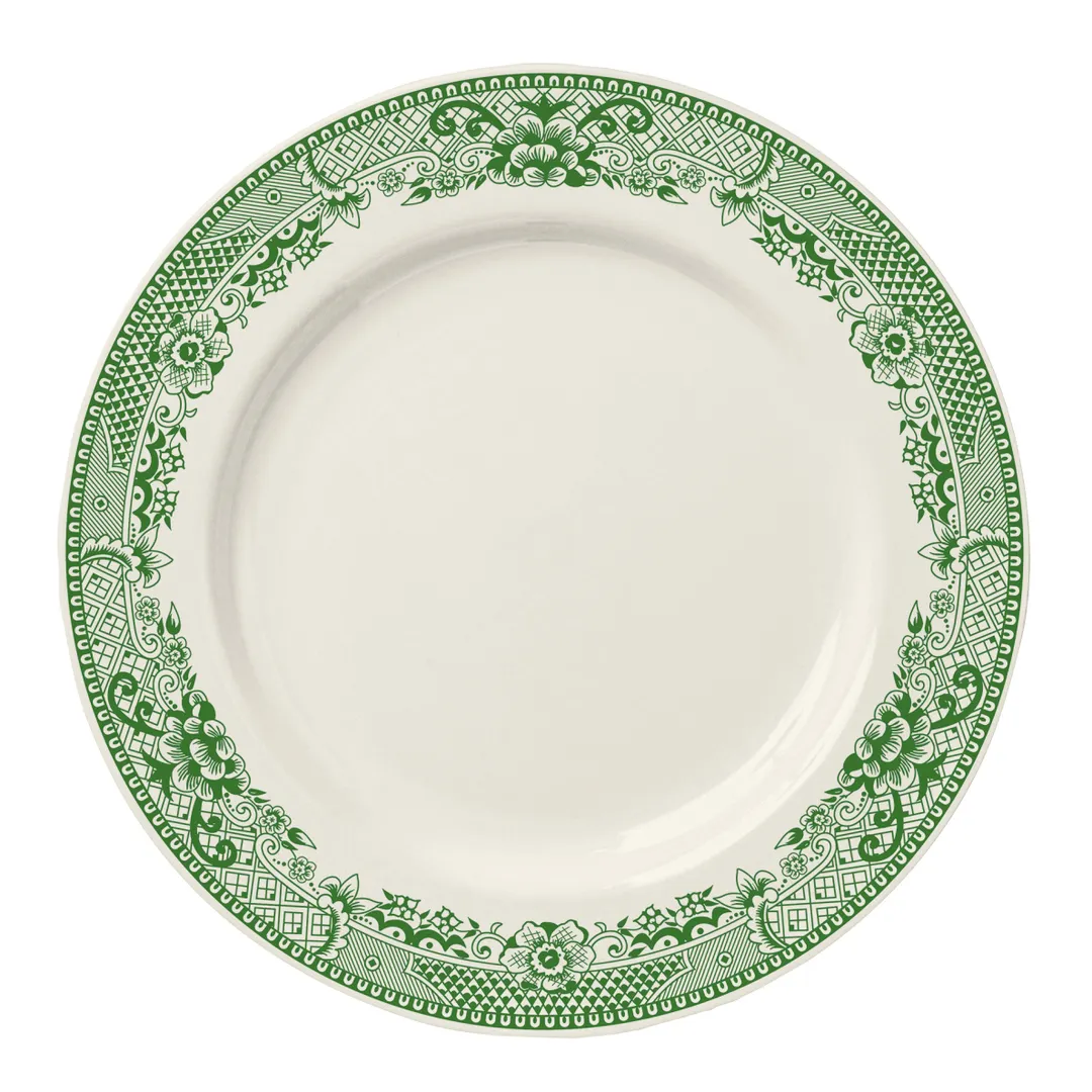 Steelite HL20463925 - 8.25" Round Rolled Edge China Plate, Willow Rim Green, RE & NR, 1 Dozen