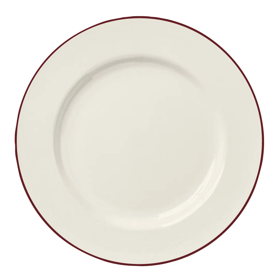 Steelite HL20463931 - 8.25" Round Rolled Edge China Plate, Maroon Line, Premium Dinnerware - 1 Dozen