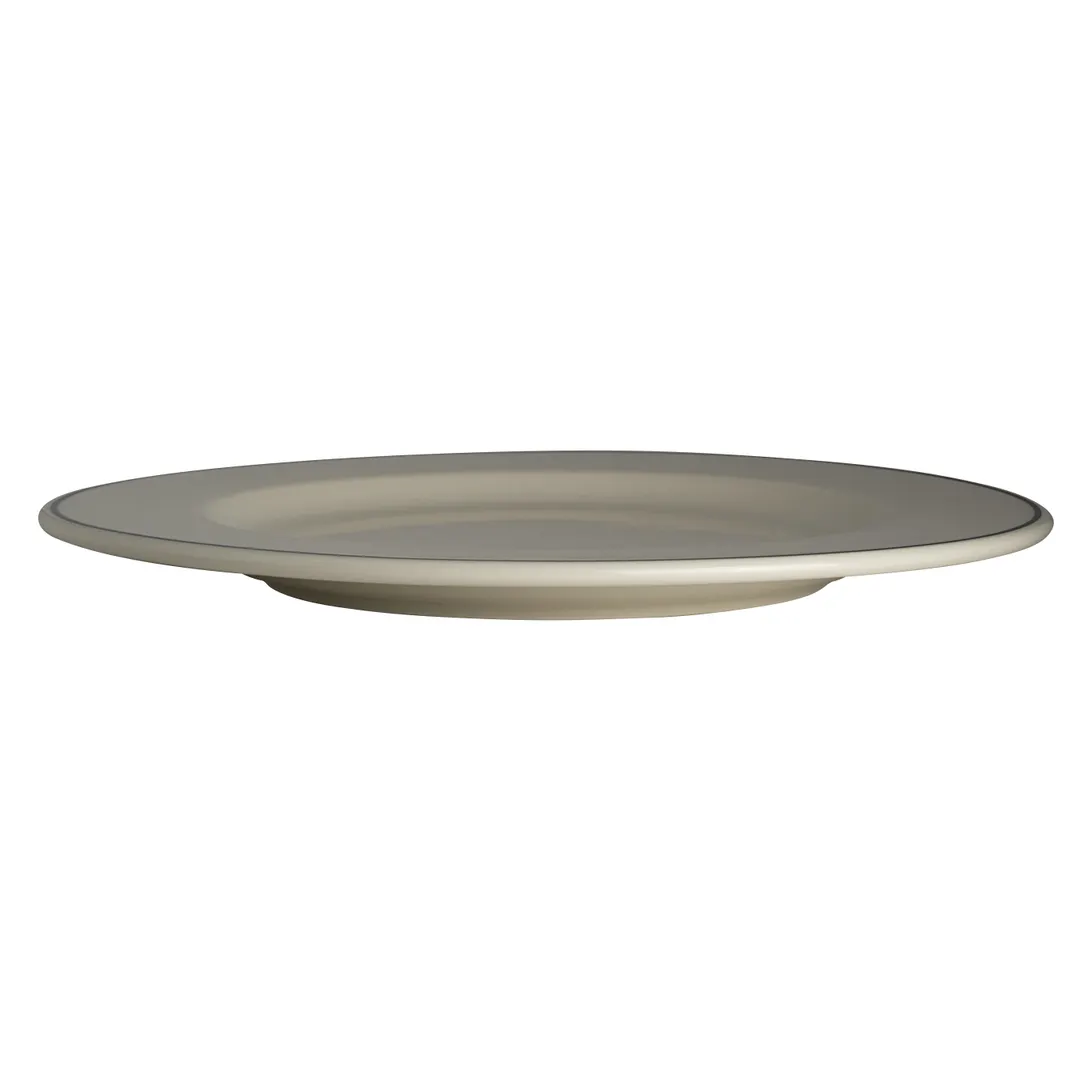 Steelite HL2051743 - 9" Round China Plate, White Homer Ivory Black Line, Rolled Edge - 1 Dozen
