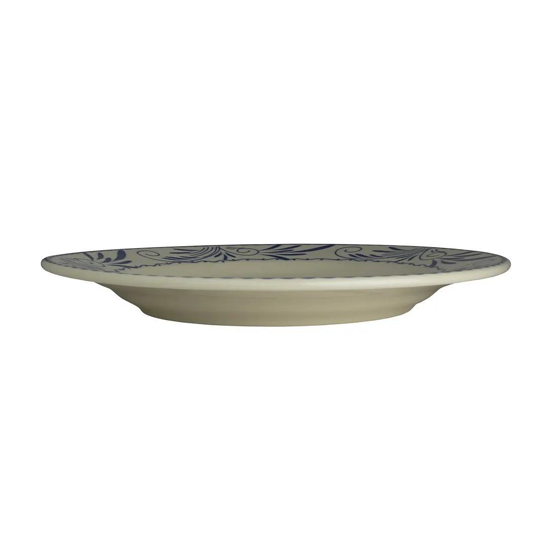 Steelite HL20841008 11.13" Round China Plate, White Homer Ivory Blue Mex, Rolled Edge - 1 Dozen