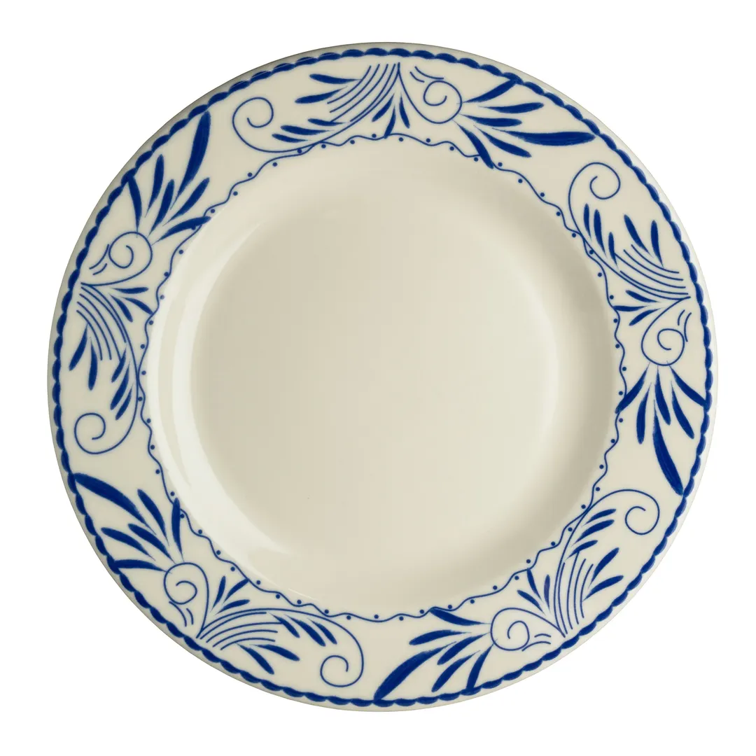 Steelite HL21041008 - China Plate, 12.25" Round, Rolled Edge, White/Homer/Ivory/Blue Mex - 1 Dozen